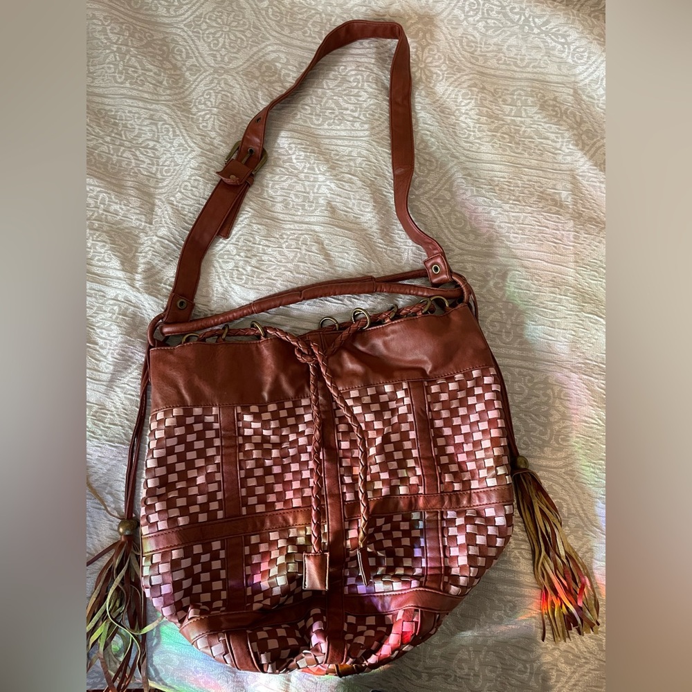 Urban Outfitters checkered bucket bag